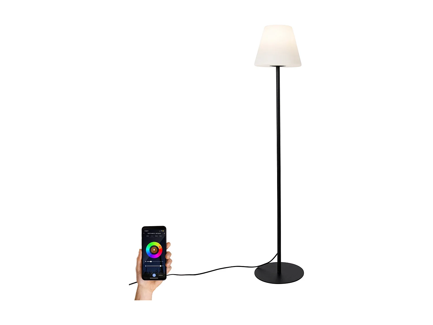 Lampadaire d'extérieur intelligent noir avec Wifi A60 - Virginia