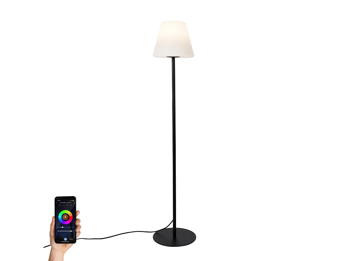 Lampadaire d'extérieur intelligent noir avec Wifi A60 - Virginia