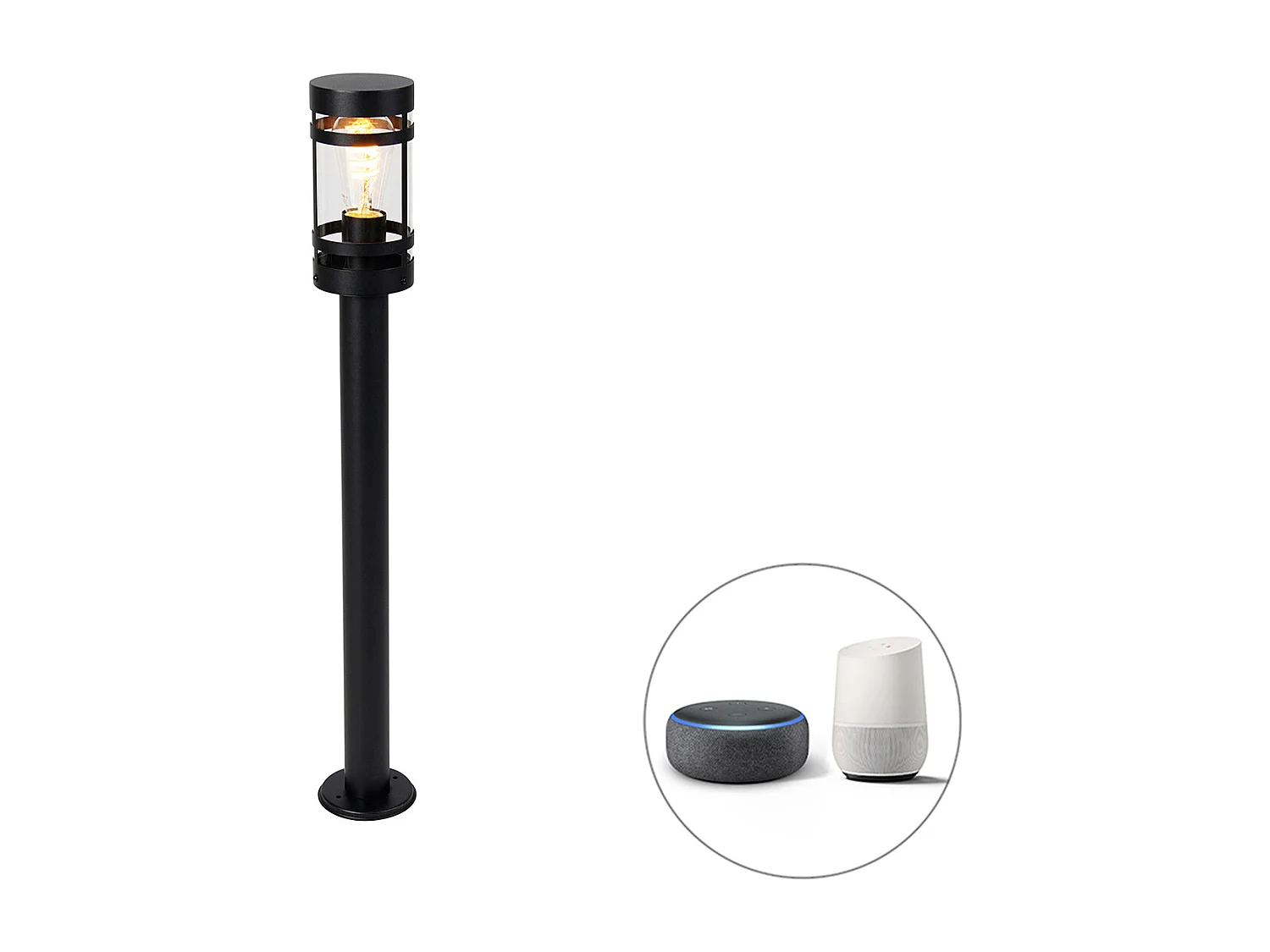 Lampe d'extérieur intelligente noire 80 cm IP44 avec Wifi ST64 - Gleam
