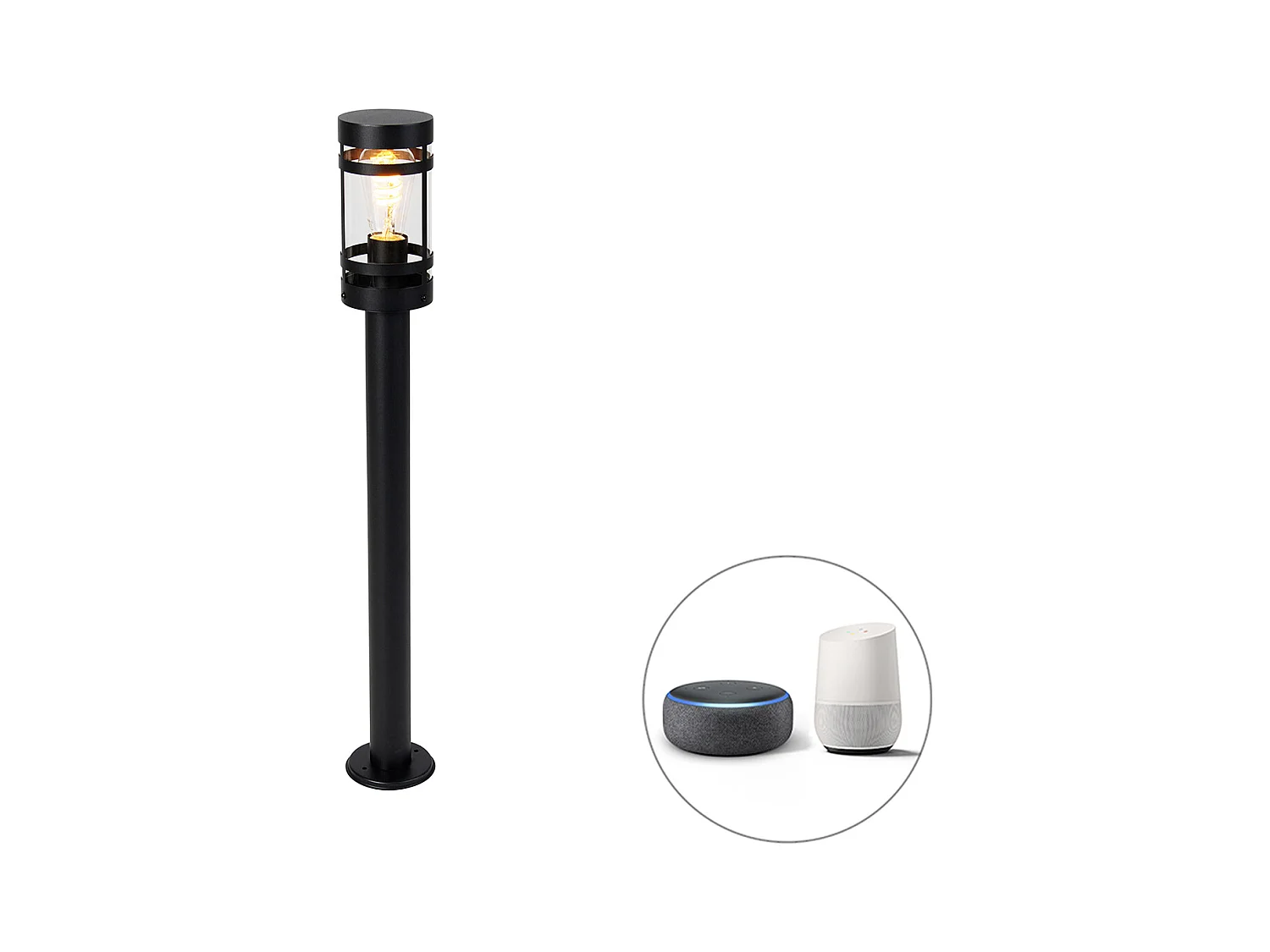 Lampe d'extérieur intelligente noire 80 cm IP44 avec Wifi ST64 - Gleam