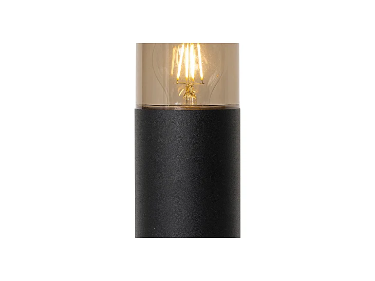 Lampe d'extérieur sur pied noire avec abat-jour fumé 30 cm IP44 - Odense