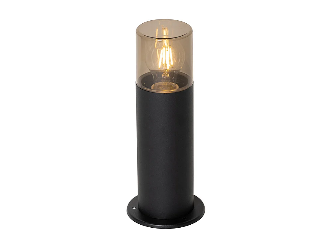 Lampadaire d'extérieur noir avec abat-jour fumé 30 cm IP44 - Odense