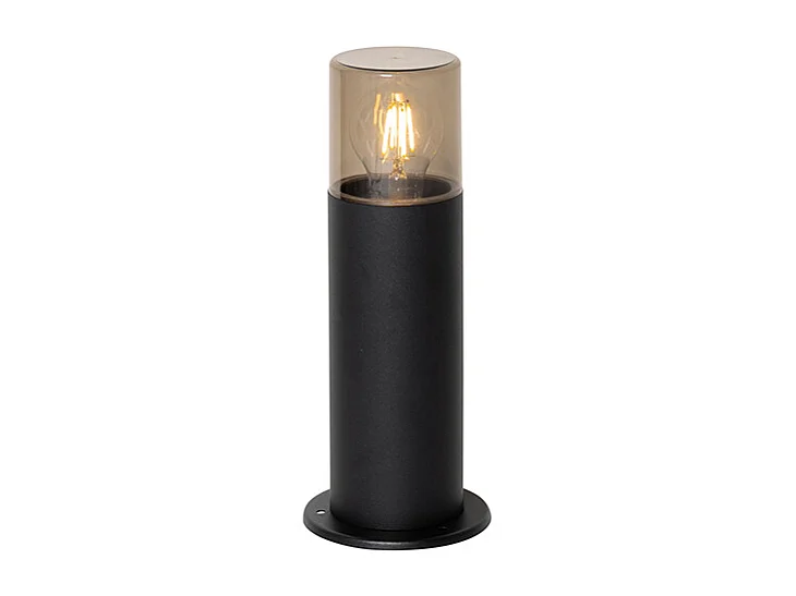 Lampadaire d'extérieur noir avec abat-jour fumé 30 cm IP44 - Odense