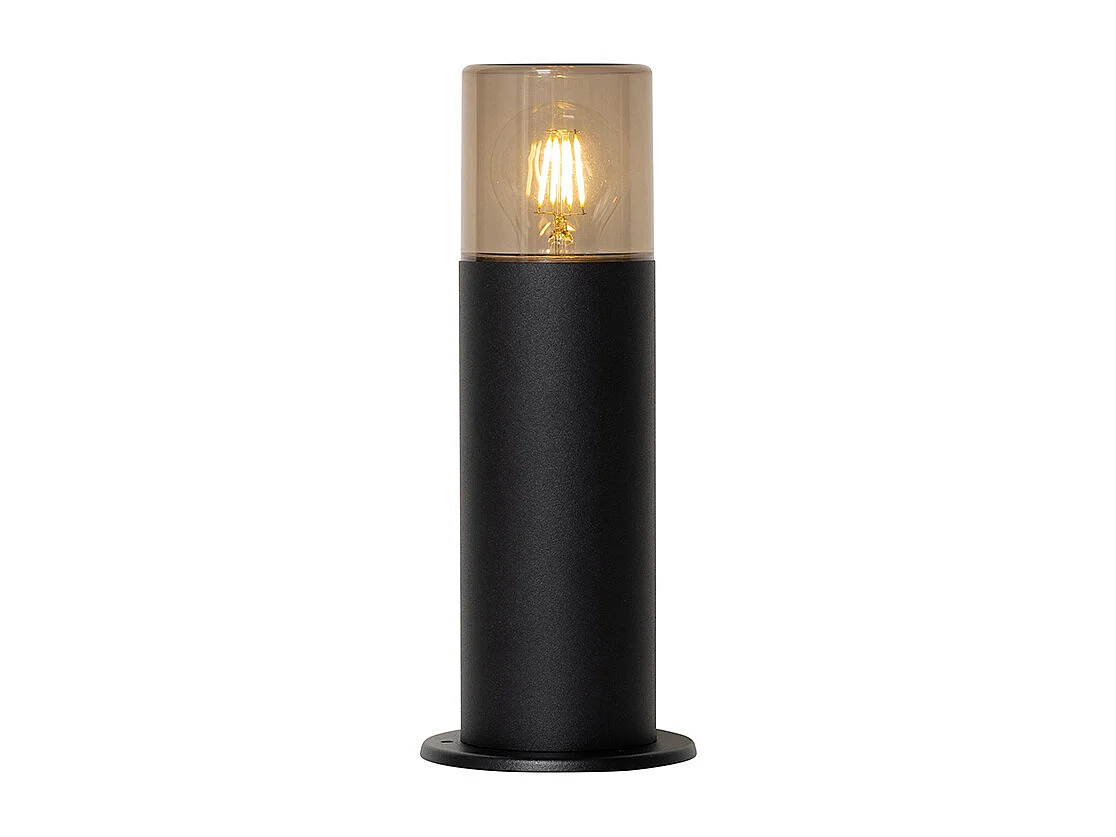 Lampadaire d'extérieur noir avec abat-jour fumé 30 cm IP44 - Odense