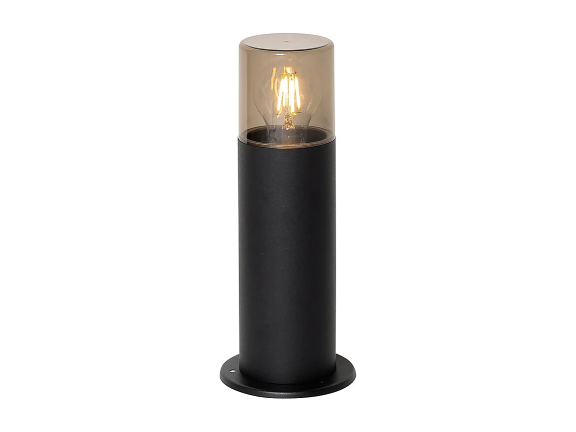 Lampadaire d'extérieur noir avec abat-jour fumé 30 cm IP44 - Odense
