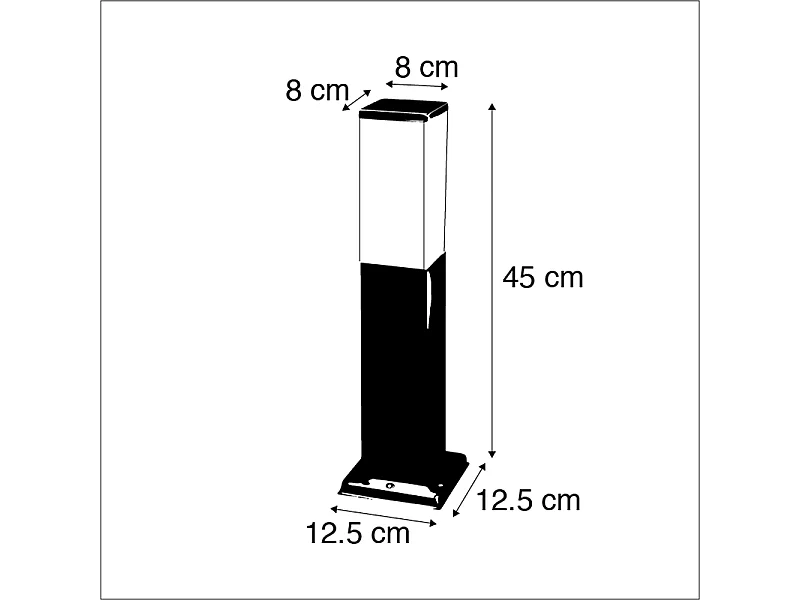 Lampe d'extérieur intelligente 45 cm en acier avec WiFi P45 - Malios