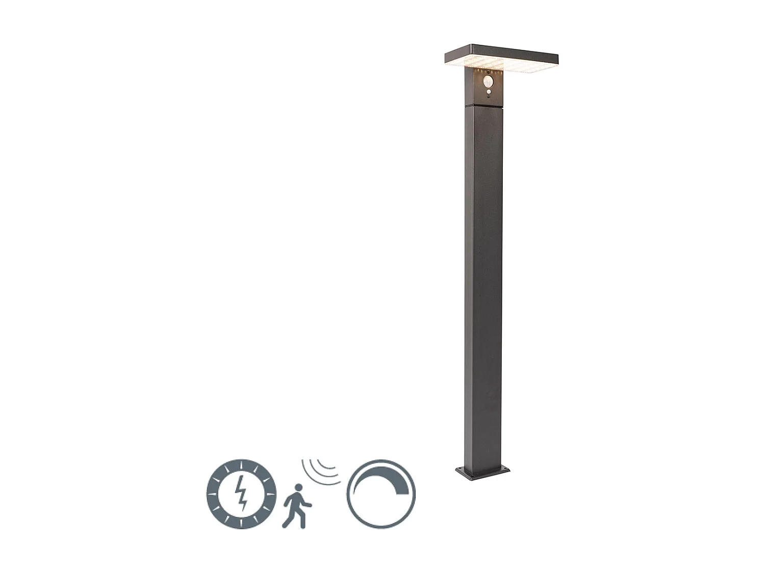 Poteau extérieur gris foncé 80 cm avec LED et feu de croisement sur solaire - Sunnie