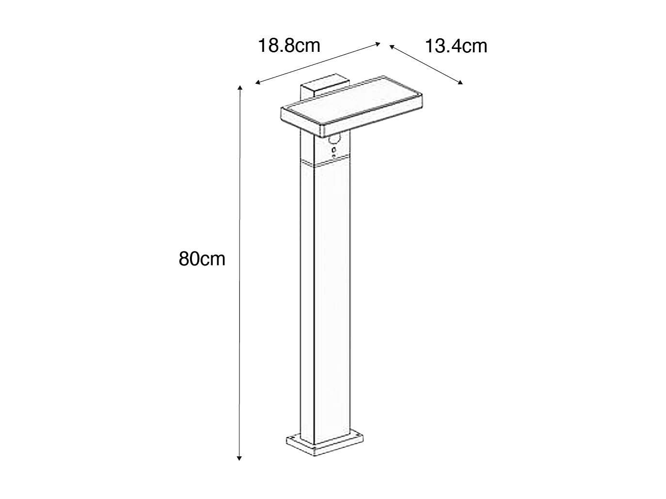 Poteau extérieur gris foncé 80 cm avec LED et feu de croisement sur solaire - Sunnie