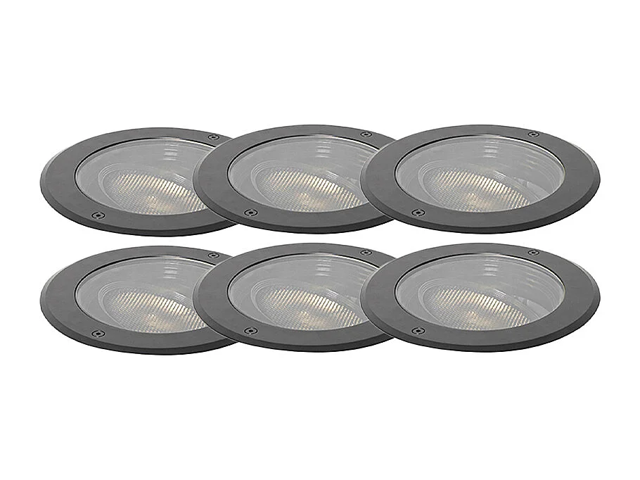 Ensemble de 6 spots encastrés AR111 orientables IP65 - Delux Honey