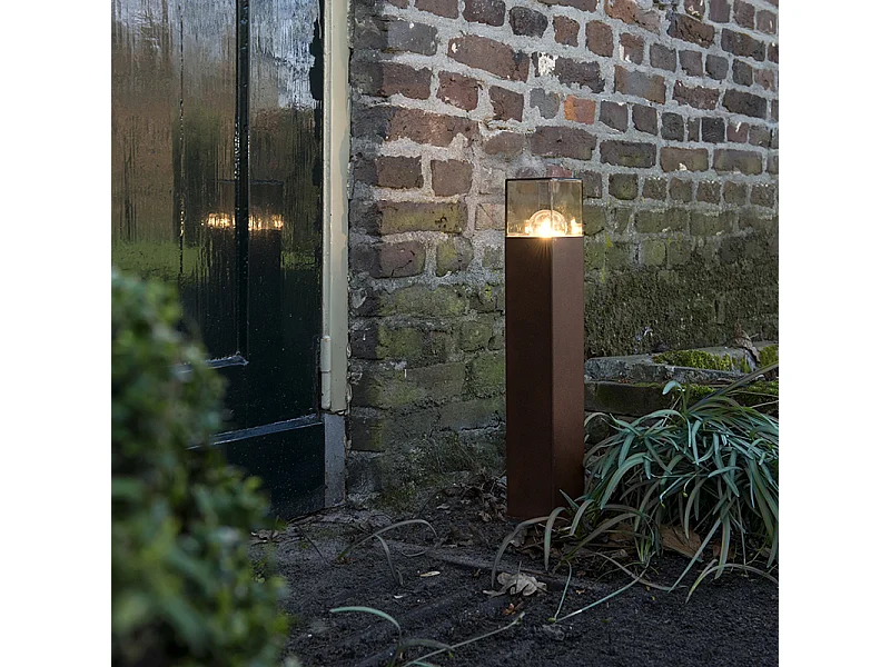 Lampe d'extérieur sur pied industrielle marron rouille 50 cm IP44 - Danemark