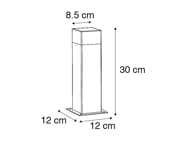 Lampe d'extérieur 30 cm anthracite avec piquet de terre et gaine de câble - Danemark