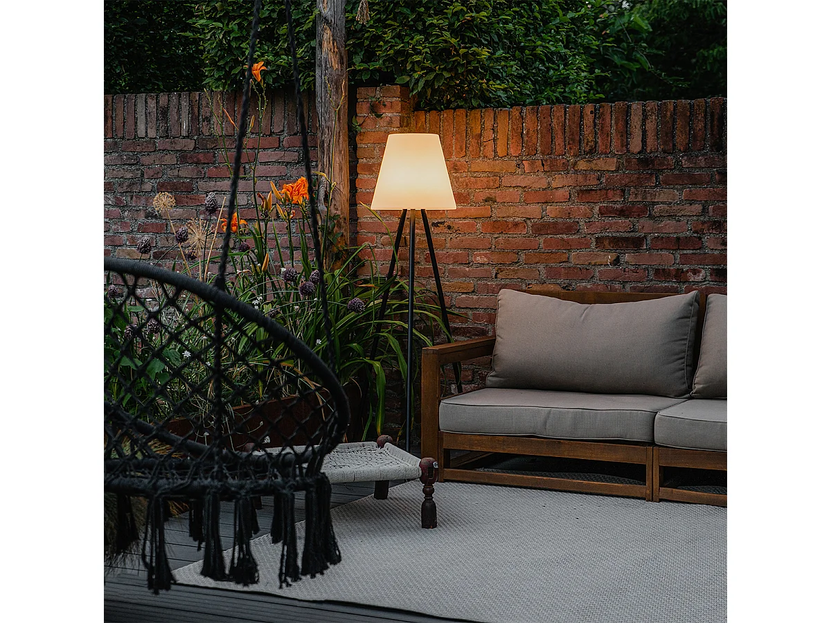 Lampadaire d'extérieur moderne noir IP44 avec LED solaire - Virginia