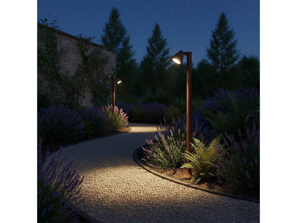 Borne extérieure moderne brun rouille 100 cm IP44 orientable - Ciara