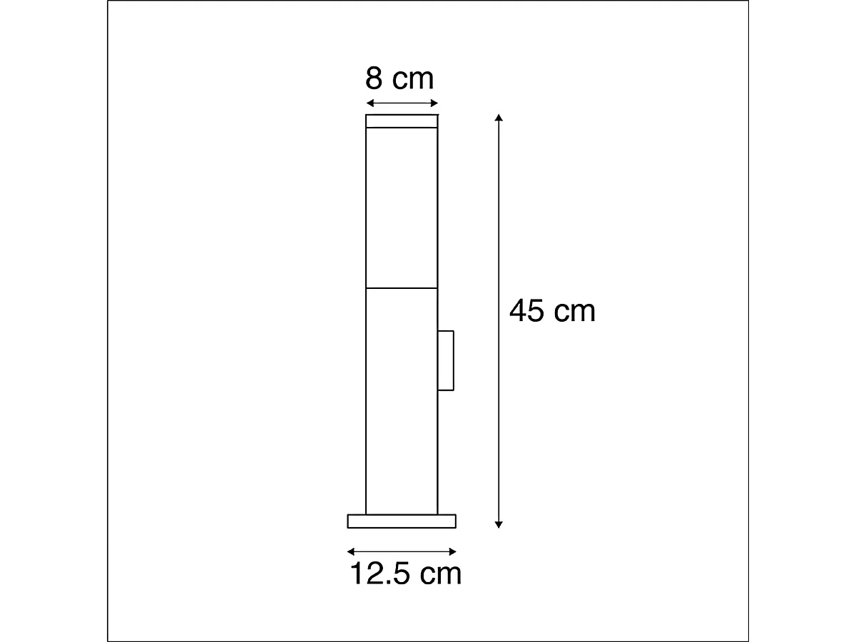 Lampe d'extérieur en acier avec douille IP44 - Malios avec piquet de terre et presse-étoupe