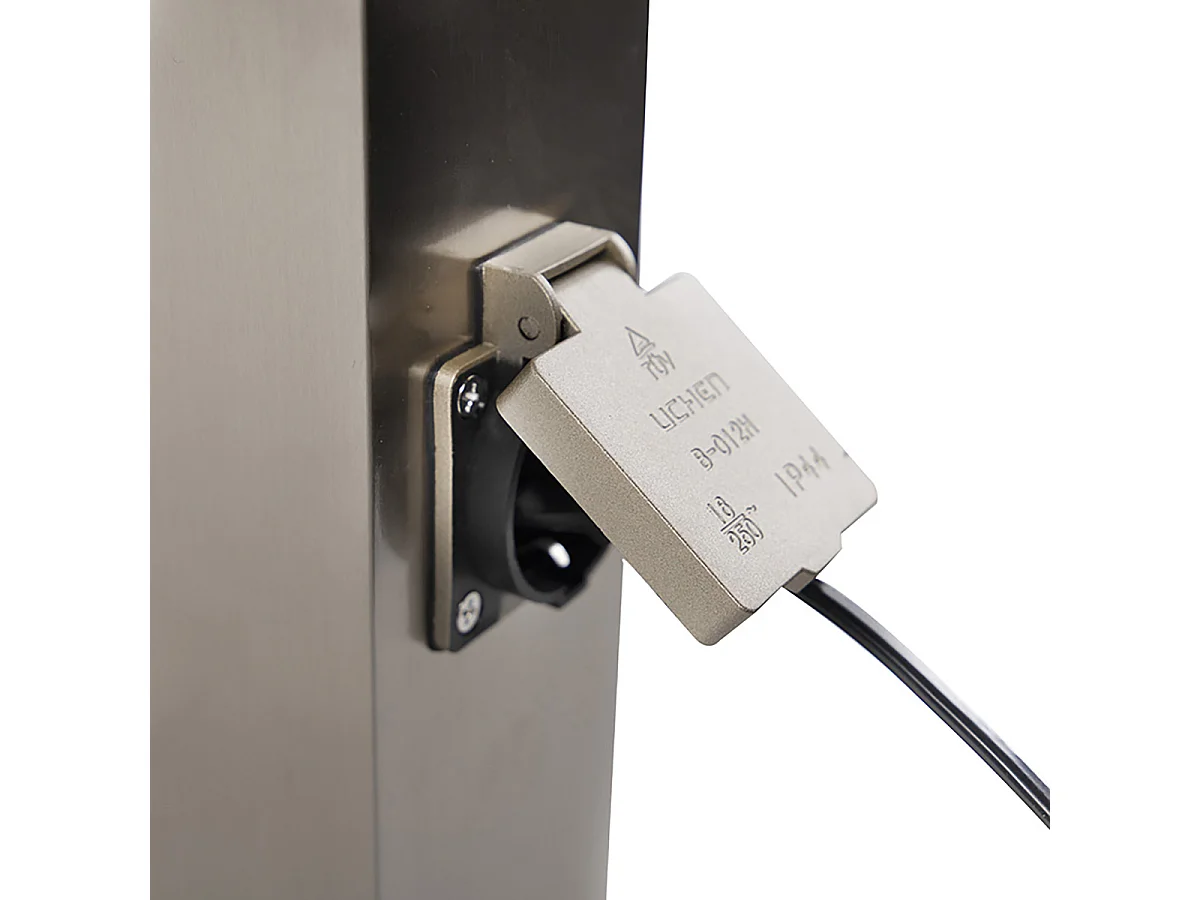 Lampe d'extérieur en acier avec douille IP44 - Malios avec piquet de terre et presse-étoupe