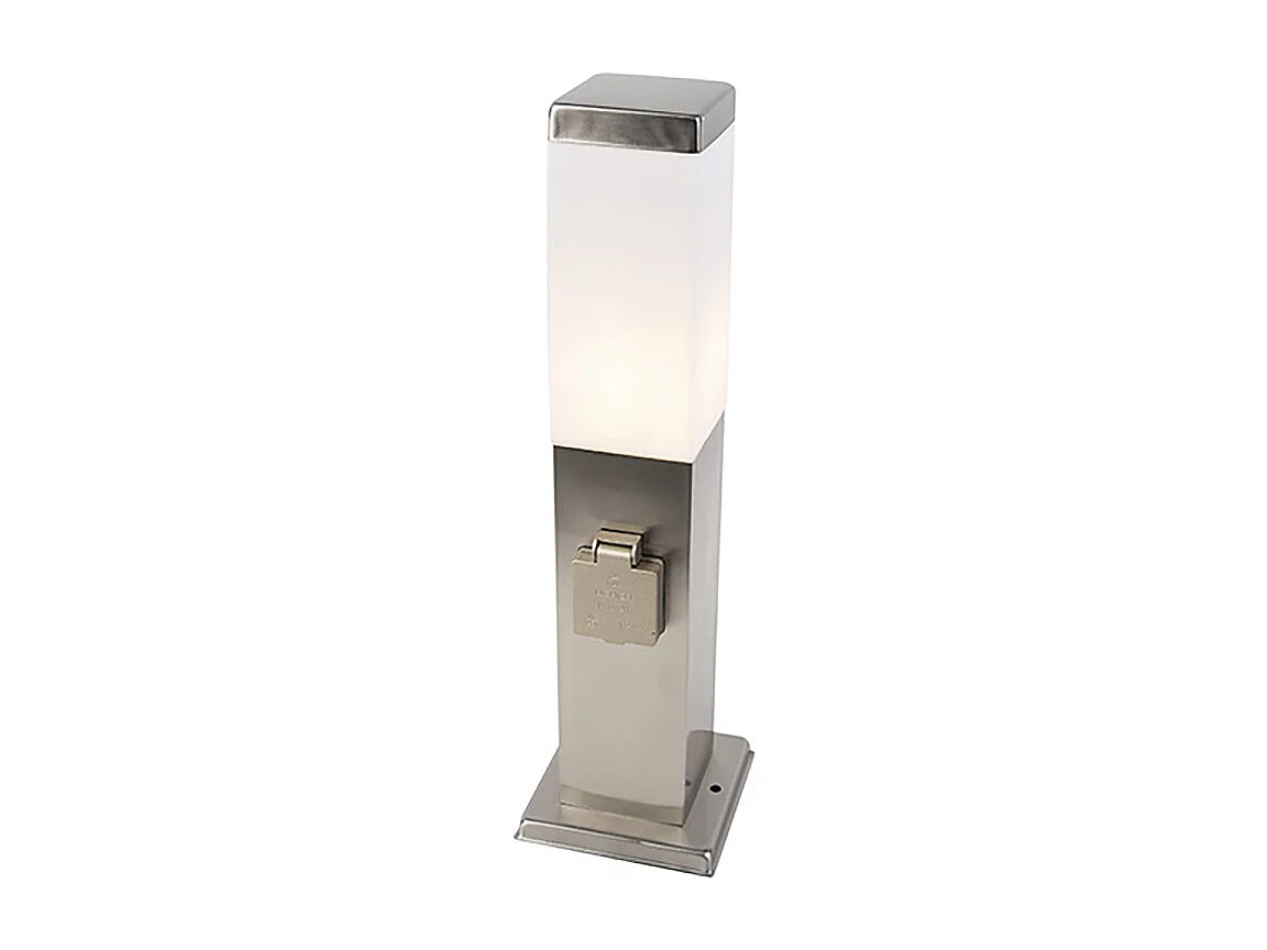 Lampe d'extérieur en acier avec douille IP44 - Malios avec piquet de terre et presse-étoupe