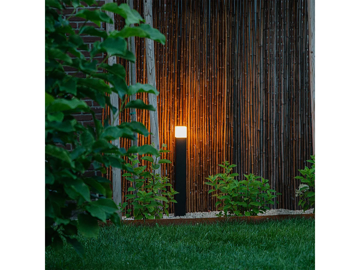 Lampadaire d'extérieur noir avec abat-jour blanc opale 70 cm - Danemark