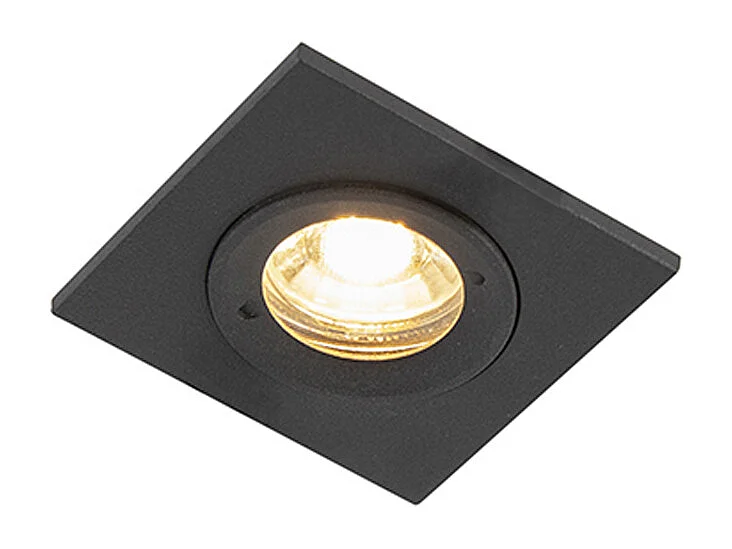 Lot de 3 spots encastrés pour salle de bain noir carré IP44 - Xena