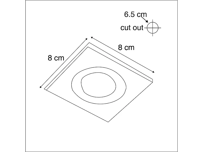 Lot de 3 spots encastrés pour salle de bain noir carré IP44 - Xena