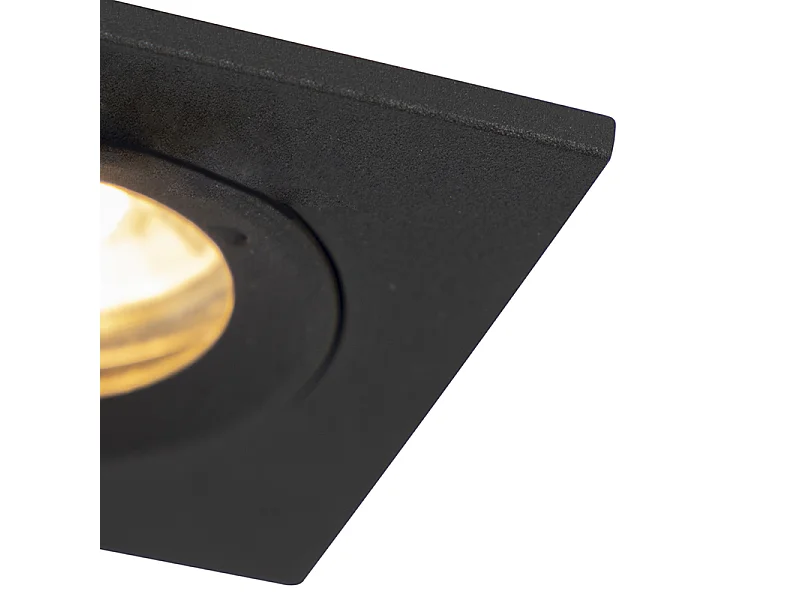 Lot de 3 spots encastrés pour salle de bain noir carré IP44 - Xena