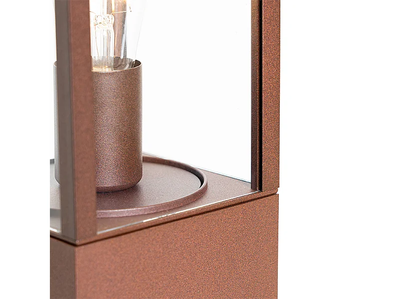 Lampe d'extérieur industrielle sur pied brun rouille 80 cm IP44 - Charlois