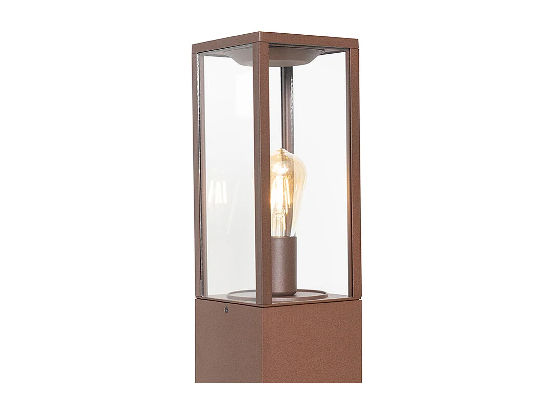 Lampe d'extérieur industrielle sur pied brun rouille 80 cm IP44 - Charlois