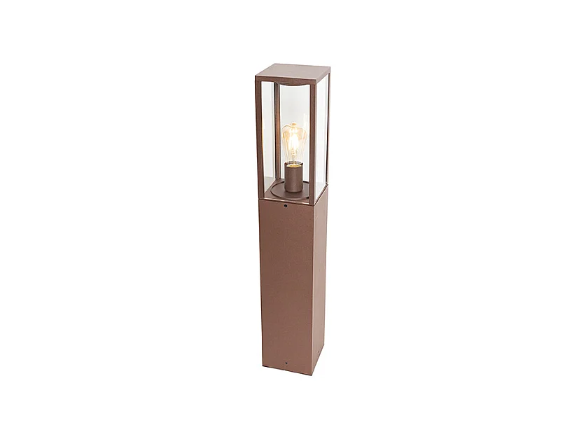 Lampe d'extérieur industrielle sur pied brun rouille 80 cm IP44 - Charlois