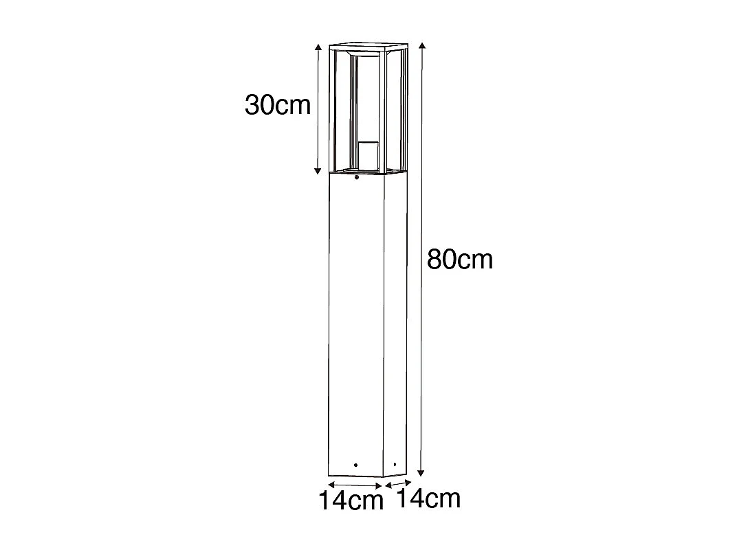 Lampadaire d'extérieur industriel brun rouille 80 cm IP44 - Charlois