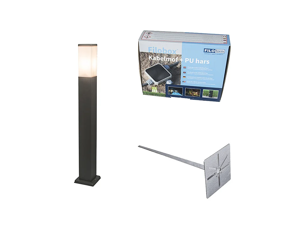 Lampadaire d'extérieur anthracite 80 cm IP44 - Malios avec piquet de terre et presse-étoupe