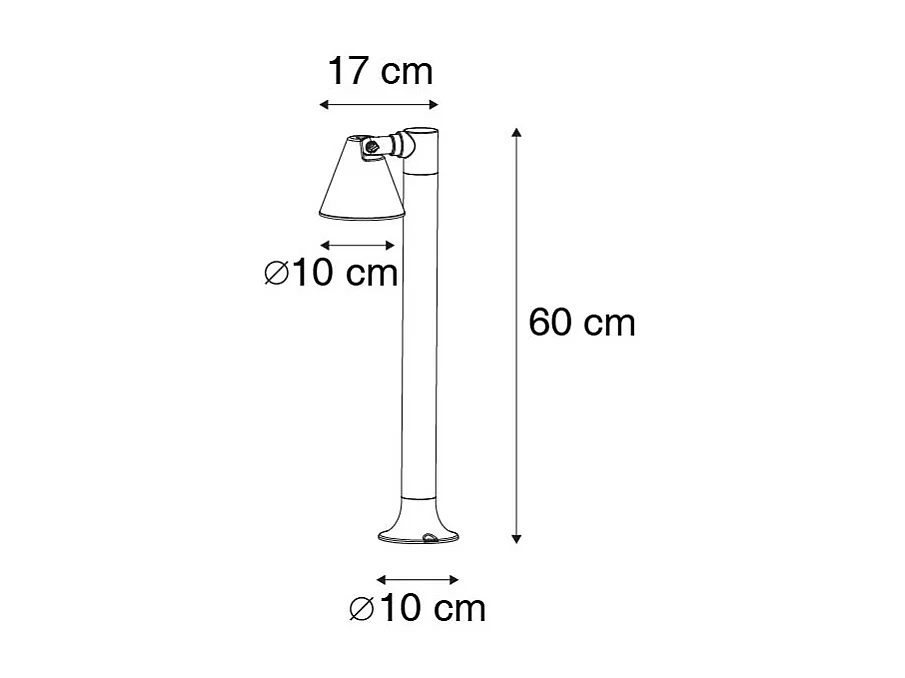 Borne extérieure moderne noire 60 cm IP44 orientable - Ciara