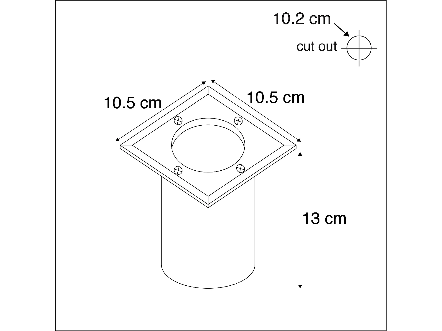 Spot de sol acier 10,5 cm IP65 - Basic Square