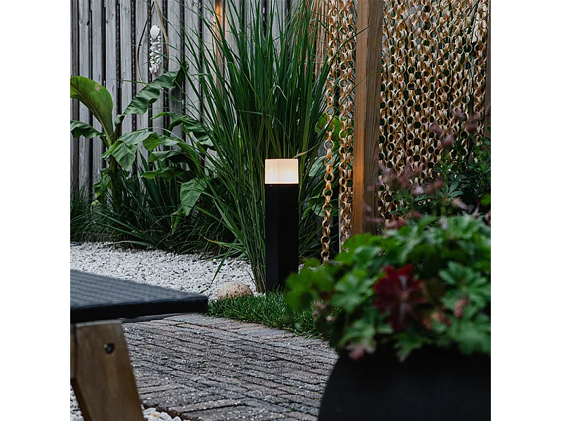 Lampe d'extérieur sur pied noire avec abat-jour blanc opale 50 cm - Danemark