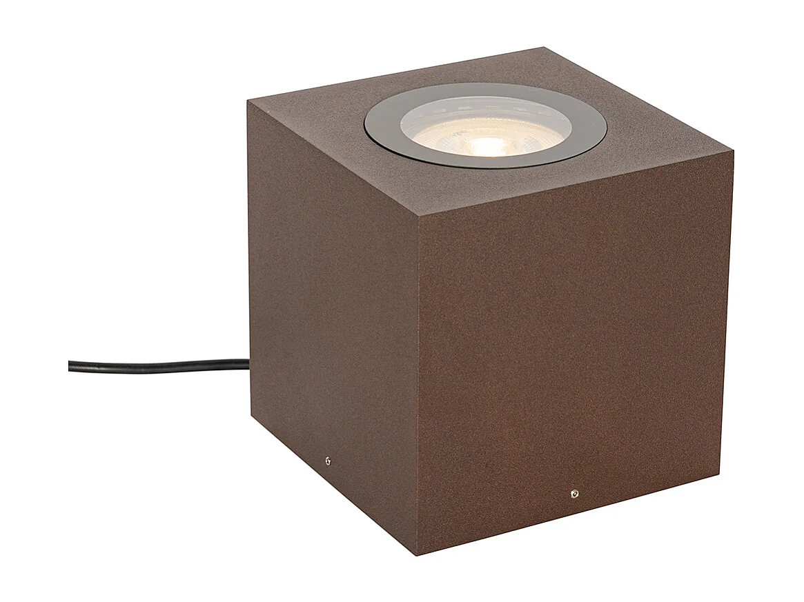 Spot de jardin industriel marron rouille carré IP65 AR111 - Lennard