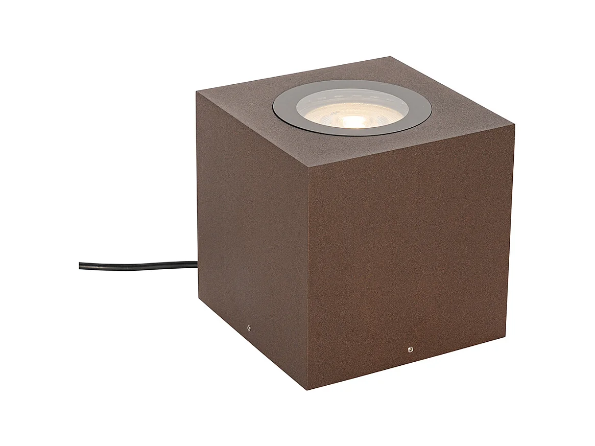 Spot de jardin industriel marron rouille carré IP65 AR111 - Lennard