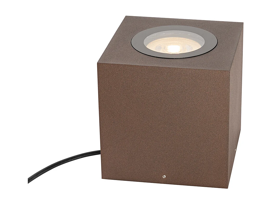 Projecteur de jardin industriel brun rouille carré IP65 AR111 - Lennard