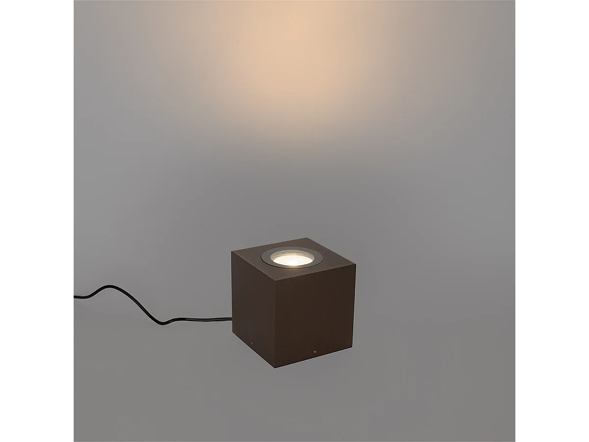 Projecteur de jardin industriel brun rouille carré IP65 AR111 - Lennard