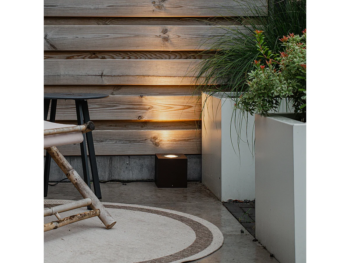 Projecteur de jardin industriel brun rouille carré IP65 AR111 - Lennard