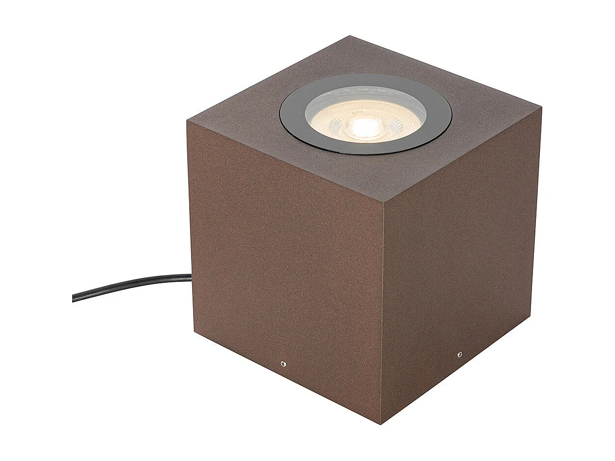 Projecteur de jardin industriel brun rouille carré IP65 AR111 - Lennard