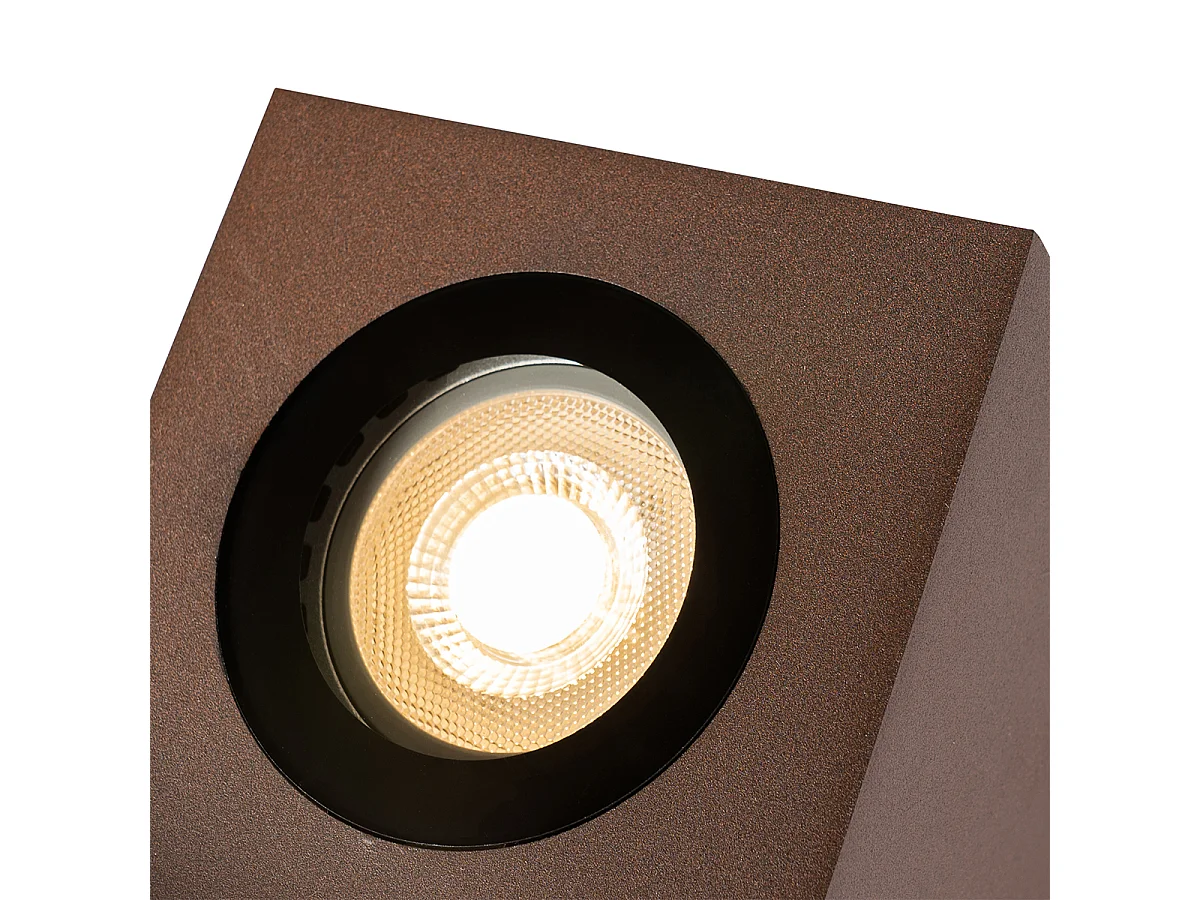 Projecteur de jardin industriel brun rouille carré IP65 AR111 - Lennard