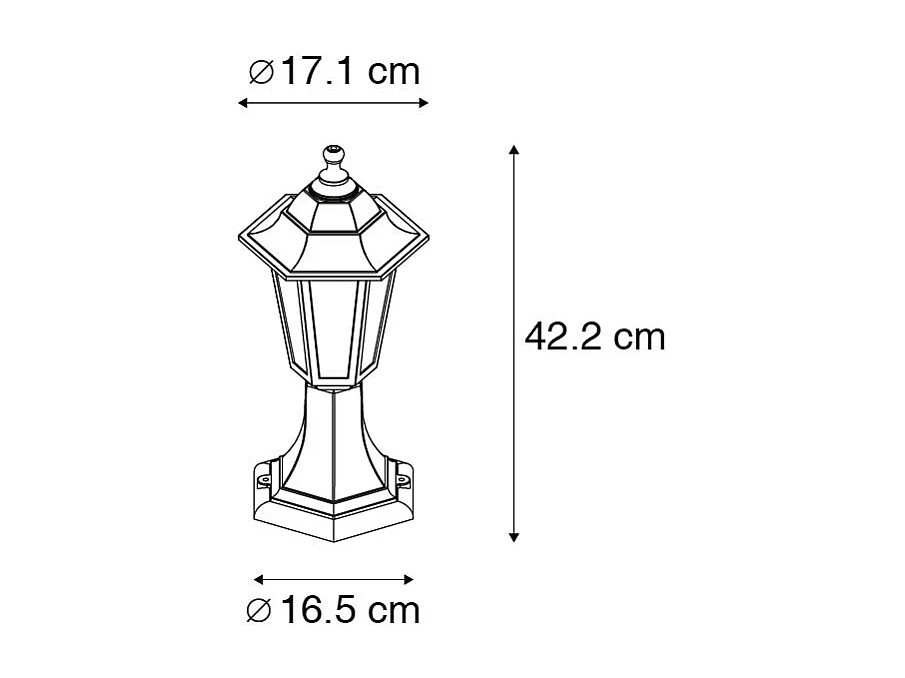 Lampadaire d'extérieur classique noir 42,2 cm IP44 - New Haven