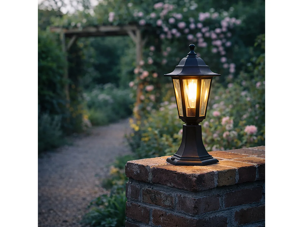 Lampadaire d'extérieur classique noir 42,2 cm IP44 - New Haven