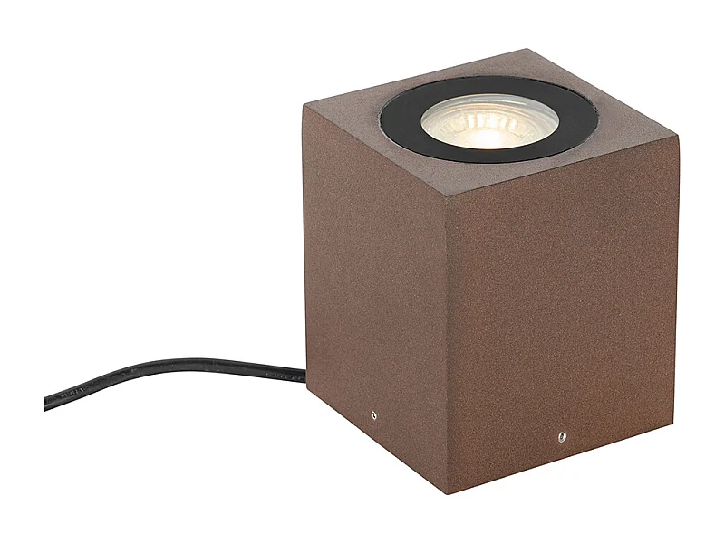 Spot de jardin industriel marron rouille carré IP65 - Lennard