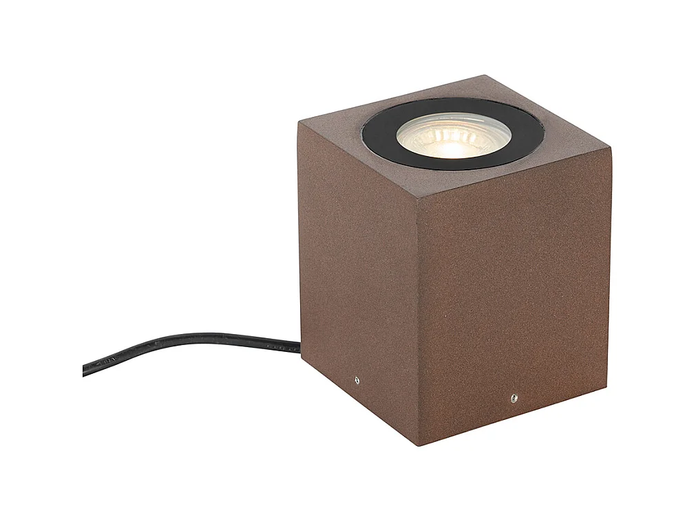 Spot de jardin industriel marron rouille carré IP65 - Lennard