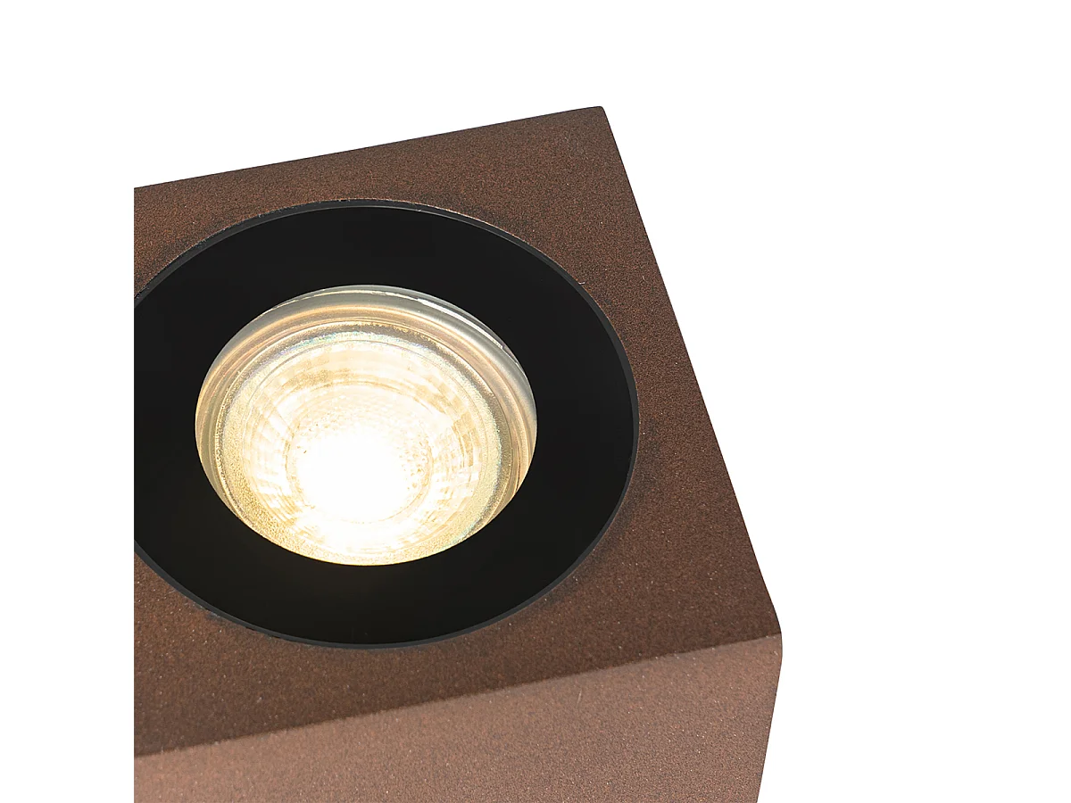 Projecteur de jardin industriel brun rouille carré IP65 - Lennard