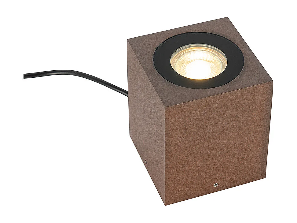 Projecteur de jardin industriel brun rouille carré IP65 - Lennard
