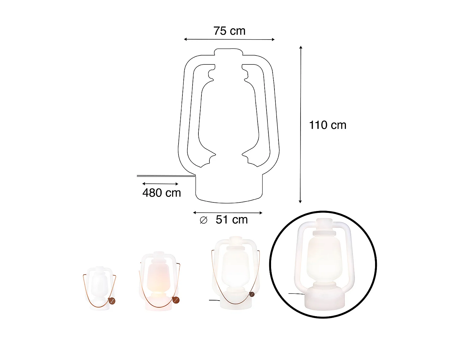 Lampadaire blanc 110 cm IP44 - STORM EXTRA LARGE