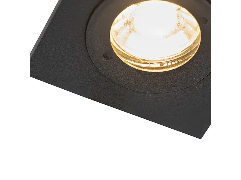 Spot encastré moderne noir carré IP44 - Xena
