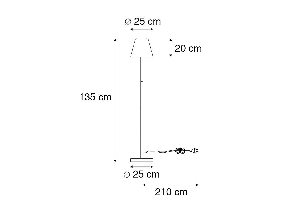 Lampadaire d'extérieur noir avec abat-jour blanc IP65 25 cm - Virginia