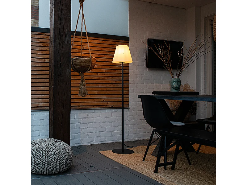 Lampadaire d'extérieur noir avec abat-jour blanc IP65 25 cm - Virginia