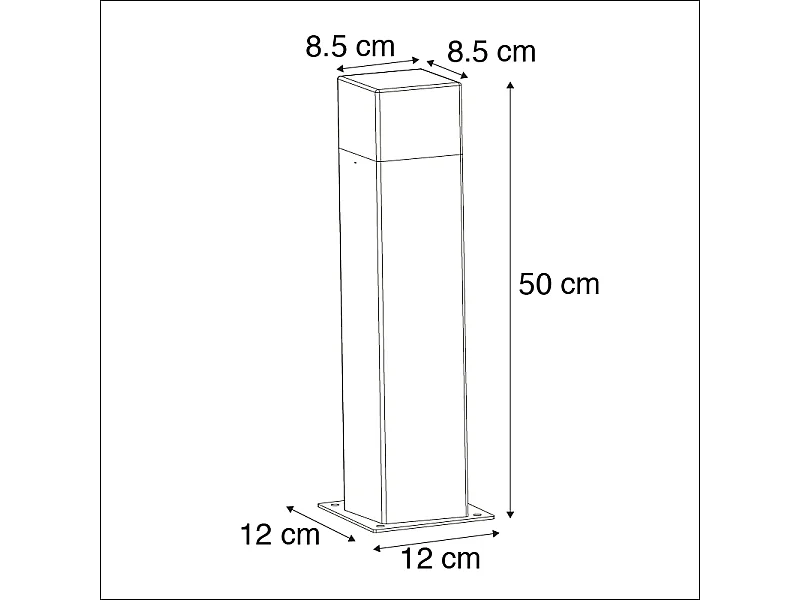 Lampe d'extérieur 50 cm anthracite avec piquet de terre et manchon de câble - Danemark